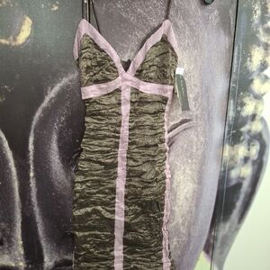 Nicole Miller Collection evening dress,  size 0, colors: pewter and pink. NWT
